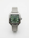 Montre Style Cartier Élégance Luxe – Vert, Noir & Argent