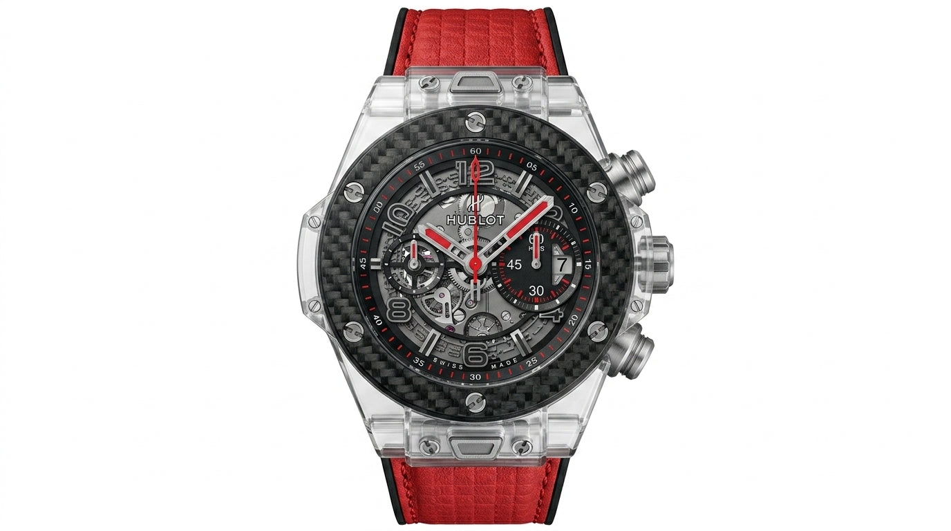 Montre Homme Sport Luxury Transparent Edition – Bracelet Rouge