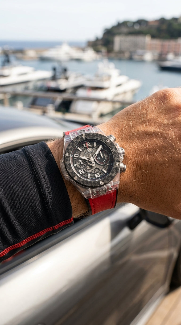 Montre Homme Sport Luxury Transparent Edition – Bracelet Rouge