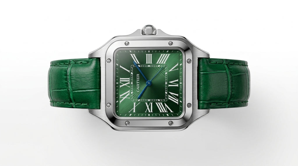 Montre Élégante Style Cartier Santos – Noir & Vert