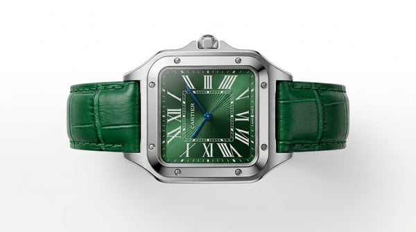 Montre Élégante Style Cartier Santos – Noir & Vert