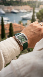 Montre Élégante Style Cartier Santos – Noir & Vert