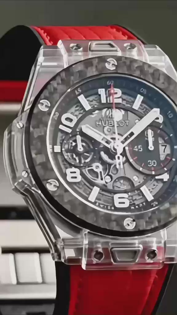 Montre Homme Sport Luxury Transparent Edition – Bracelet Rouge