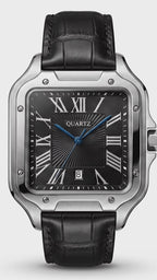 Montre Élégante Style Cartier Santos – Noir & Vert