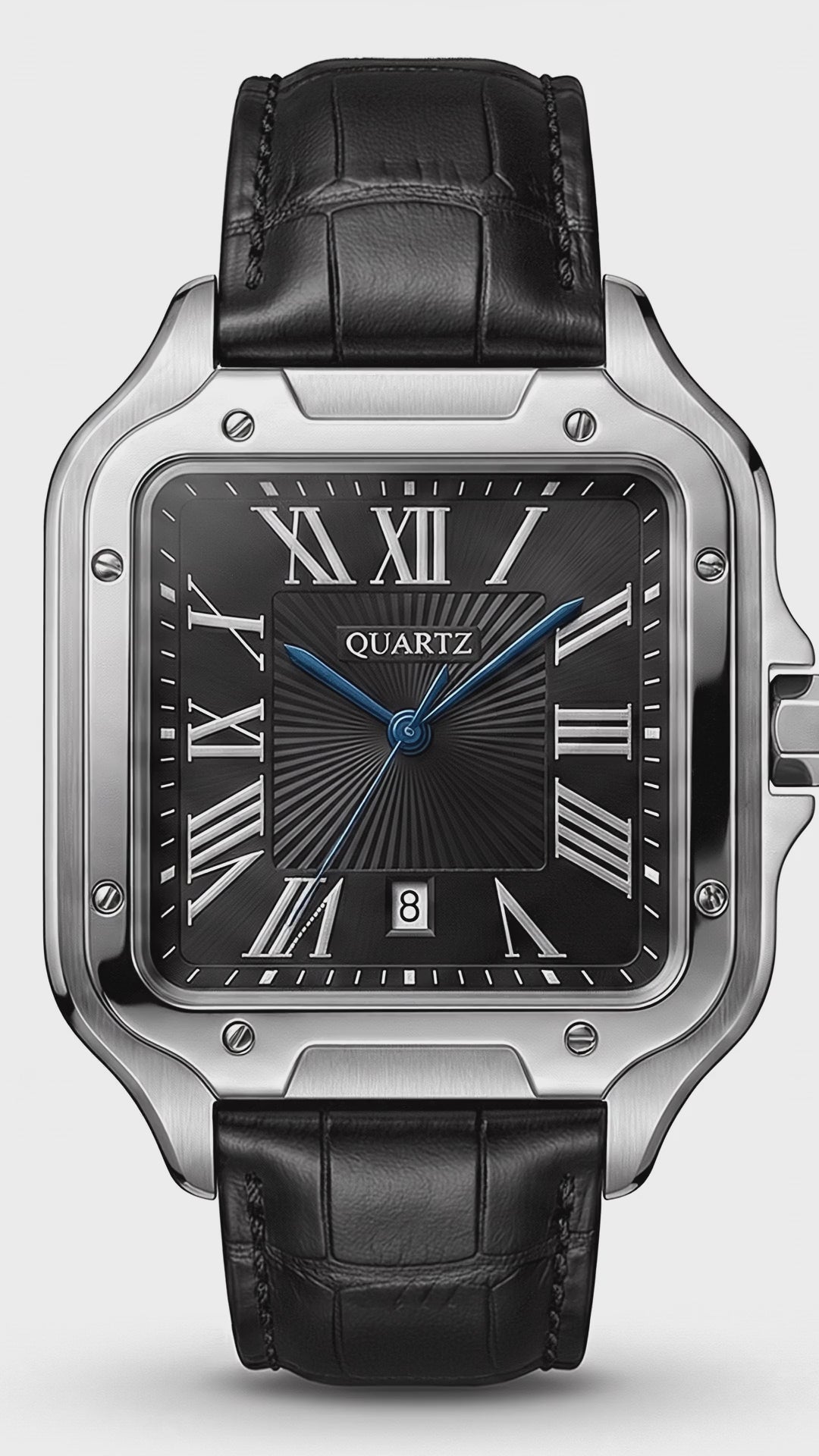 Montre Élégante Style Cartier Santos – Noir & Vert